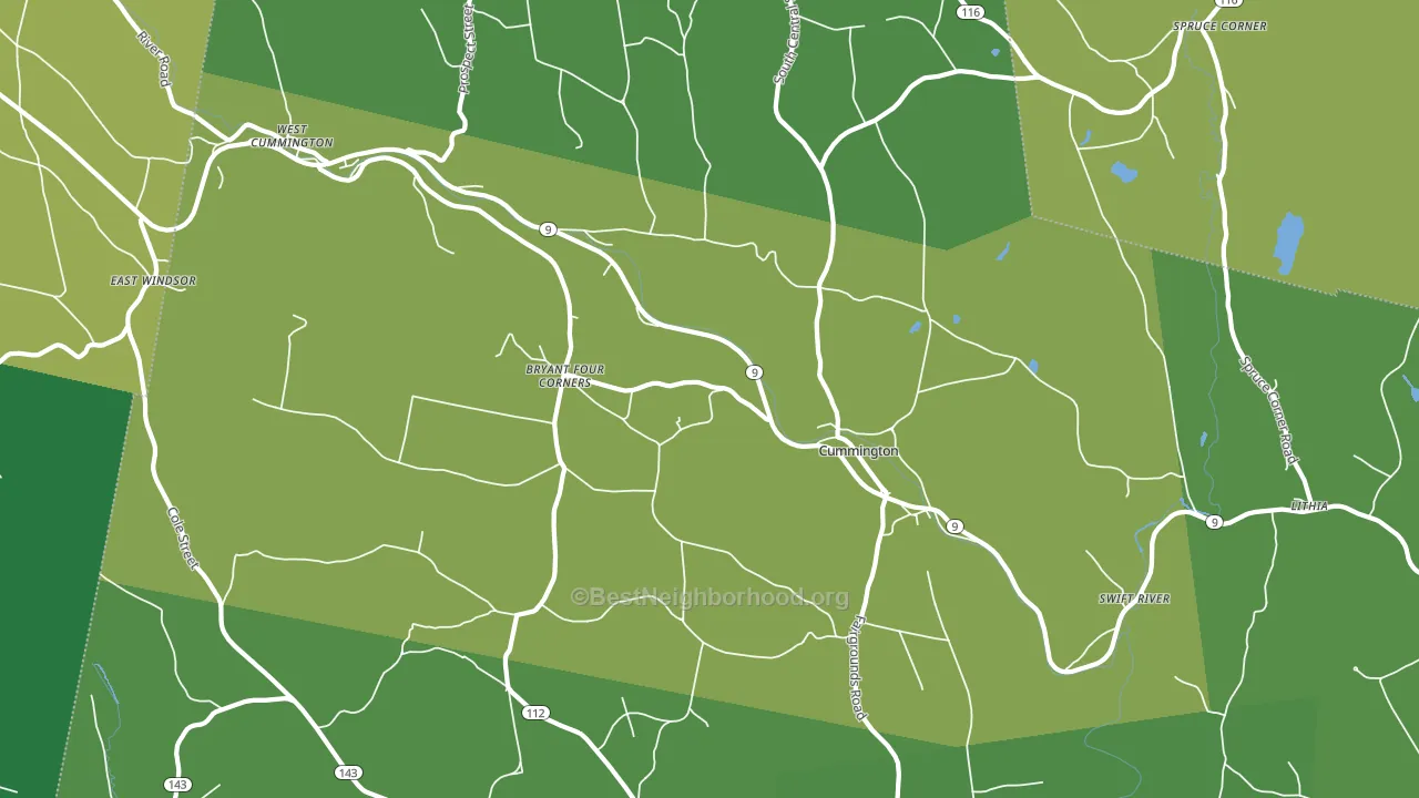 Cummington, MA block-group voter-turnout map