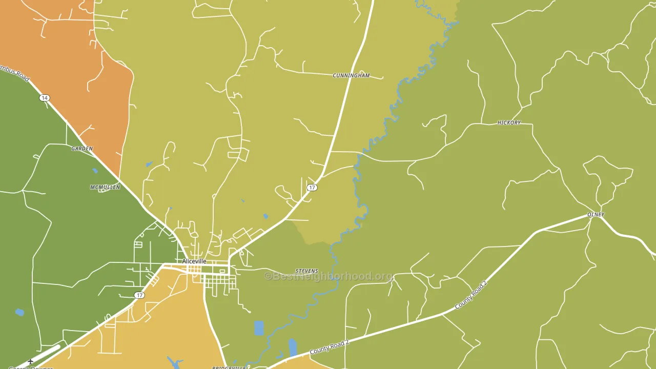 Cunningham, AL block-group voter-turnout map