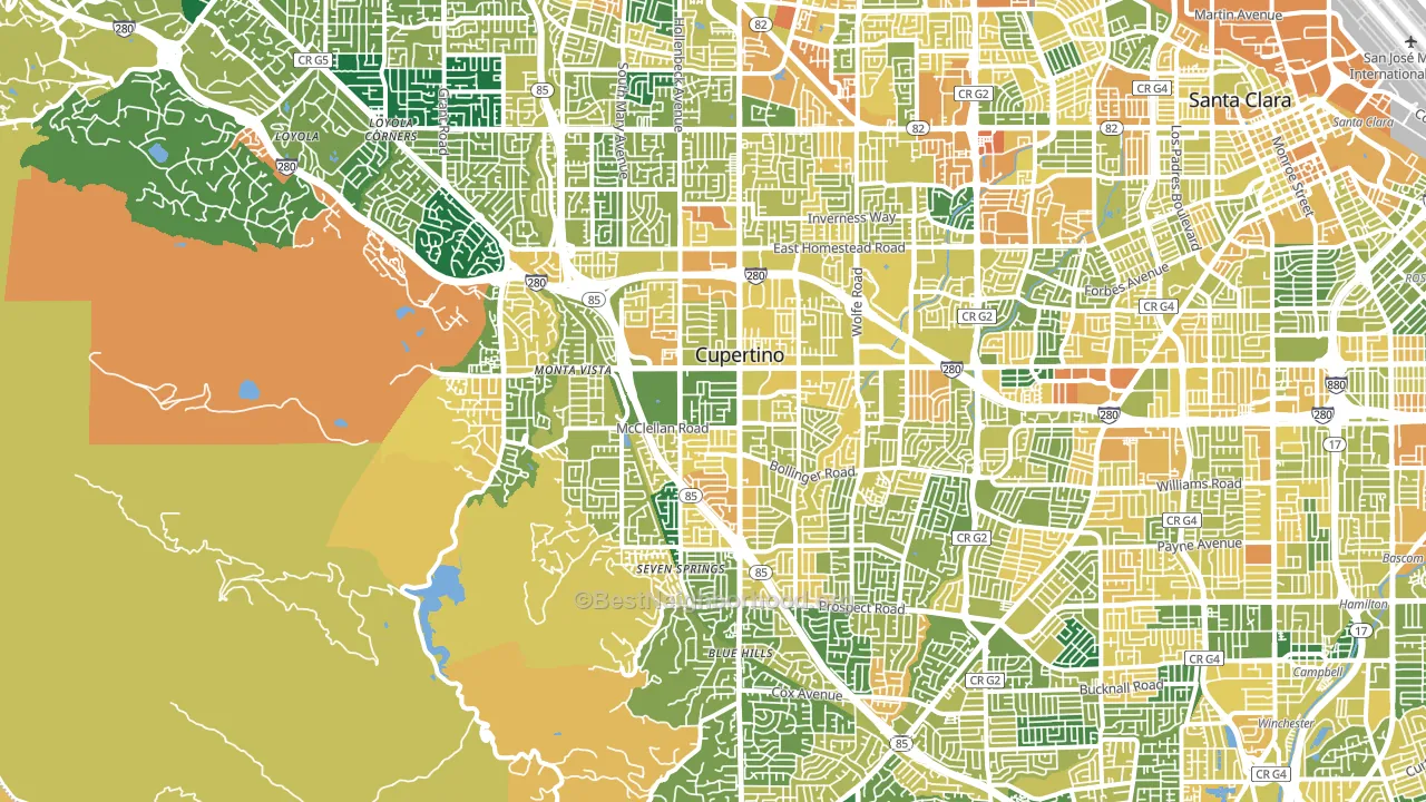 Cupertino, CA block-group voter-turnout map