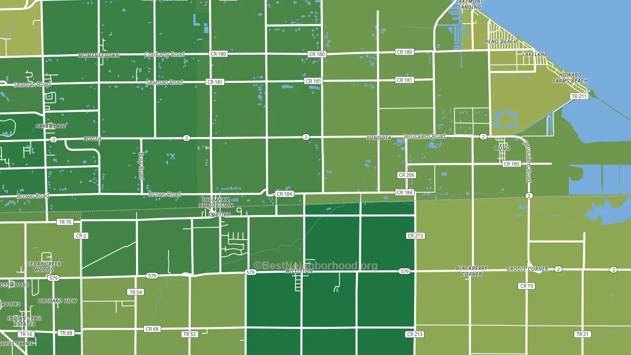 Curtice, OH block-group voter-turnout map
