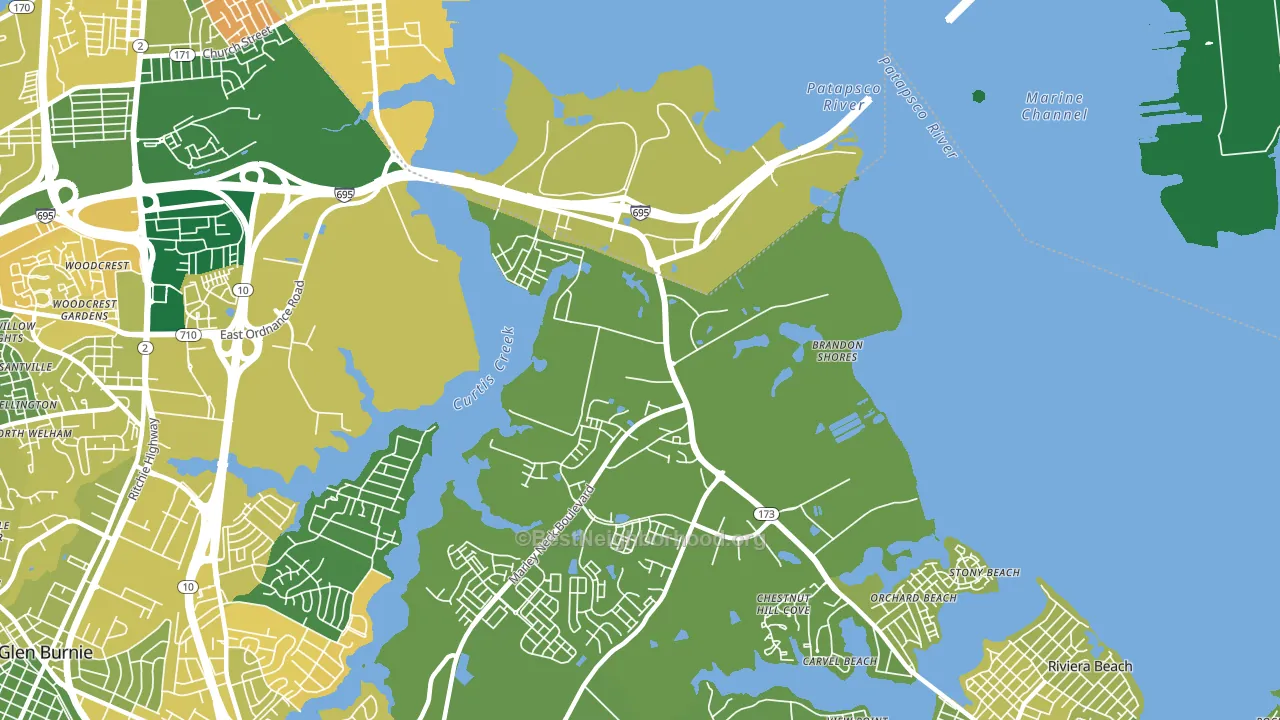 Curtis Bay, MD block-group voter-turnout map