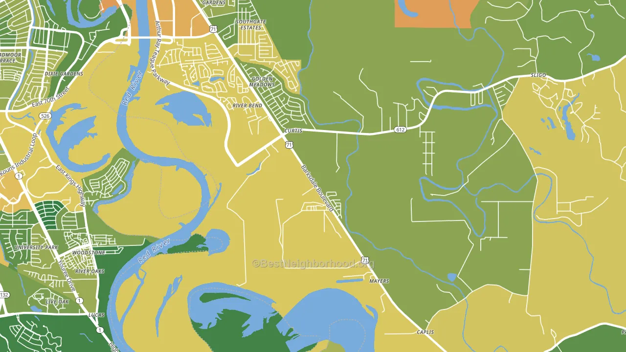 Curtis, LA block-group voter-turnout map
