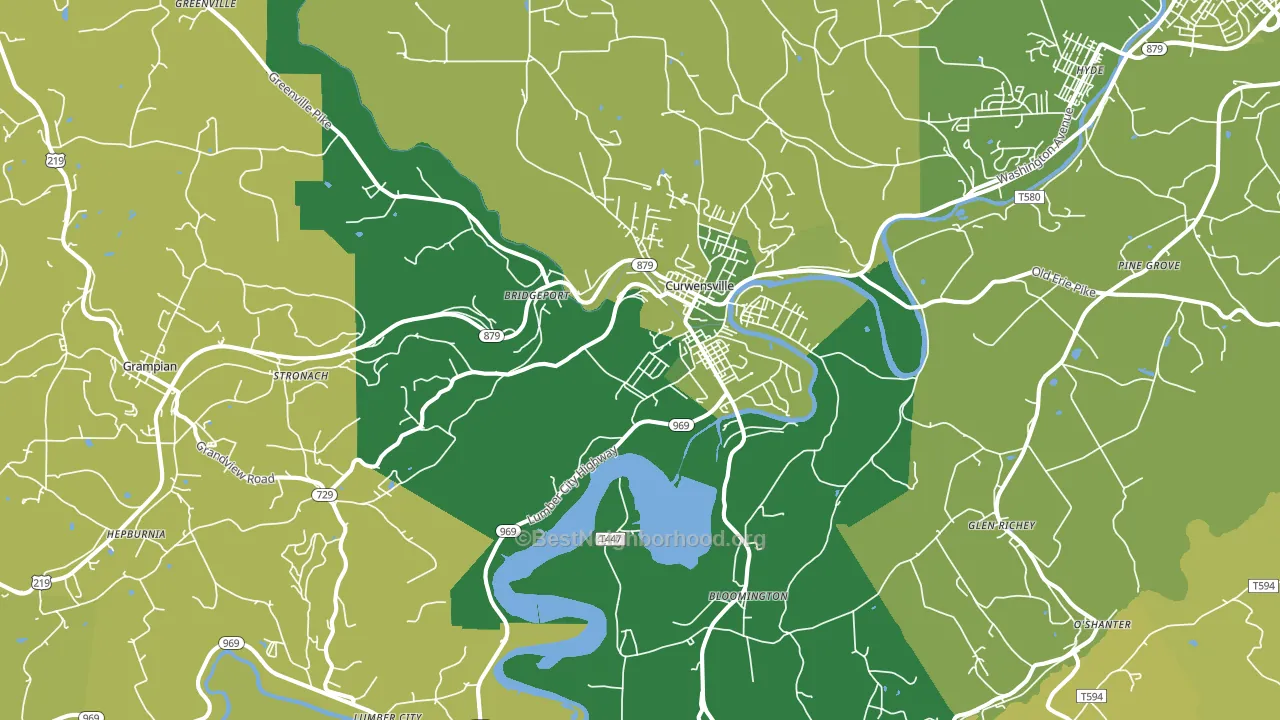 Curwensville, PA block-group voter-turnout map