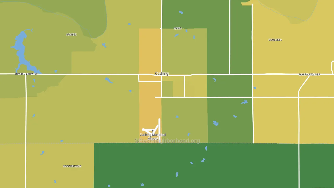 Cushing, OK block-group voter-turnout map