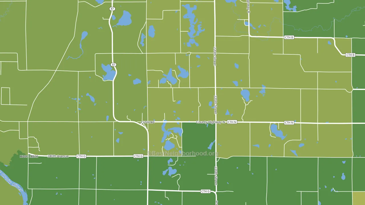 Cushing, WI block-group voter-turnout map