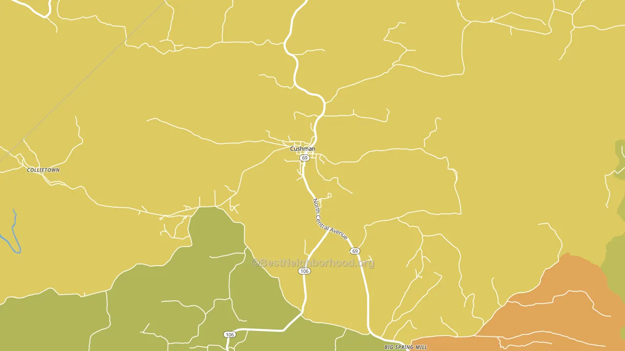 Cushman, AR block-group voter-turnout map