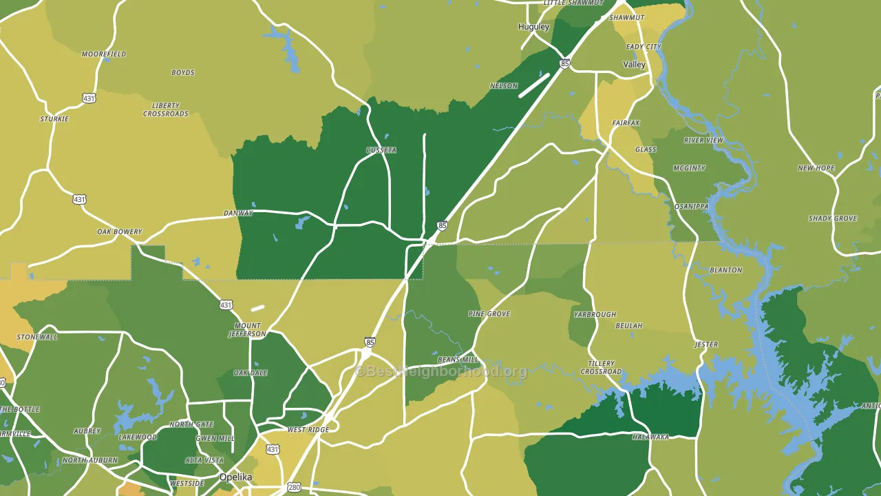 Cusseta, AL block-group voter-turnout map