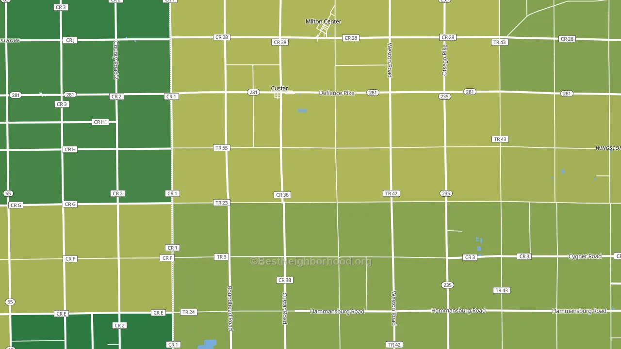 Custar, OH block-group voter-turnout map