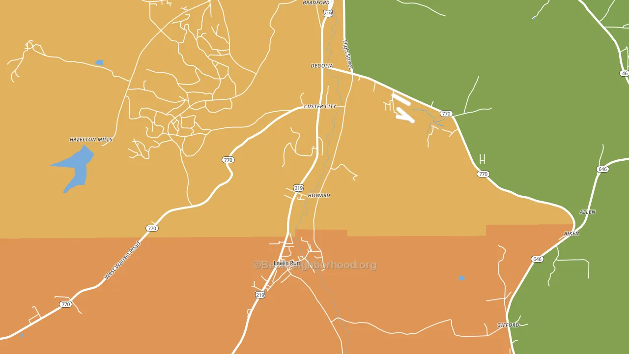 Custer City, PA block-group voter-turnout map