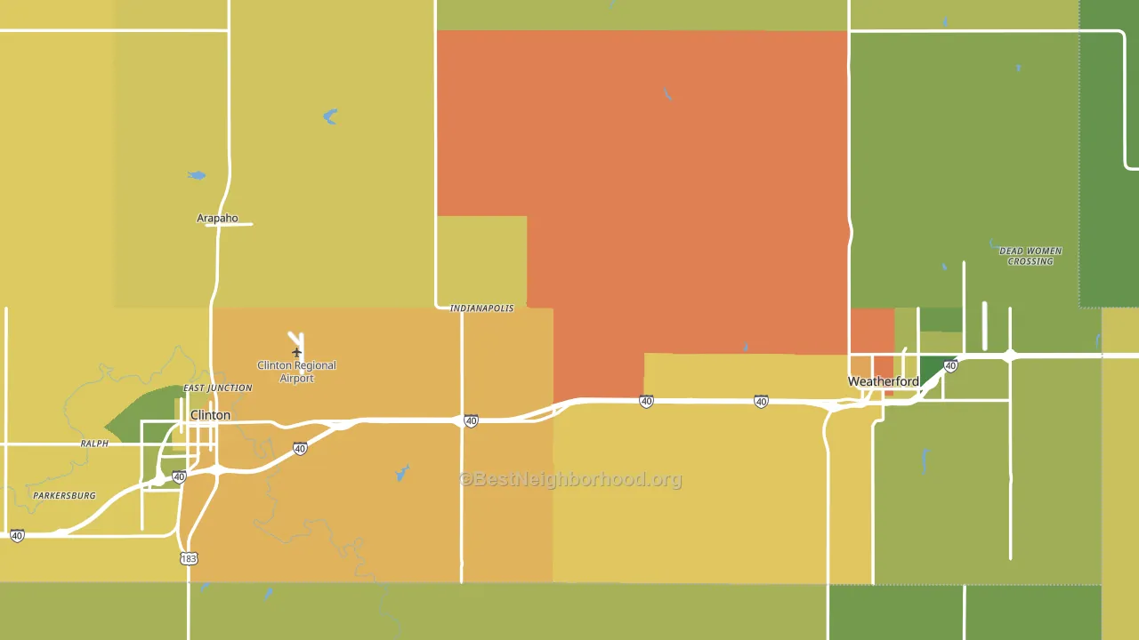 Custer County, OK block-group voter-turnout map