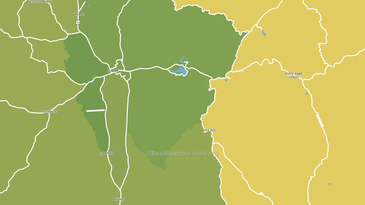 Custer County, SD block-group voter-turnout map