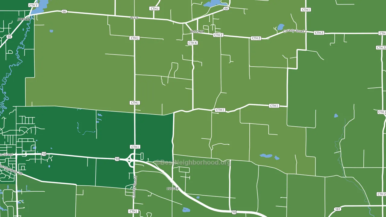 Custer, WI block-group voter-turnout map