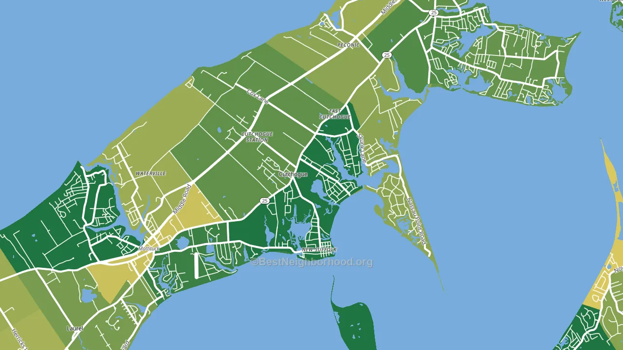 Cutchogue, NY block-group voter-turnout map