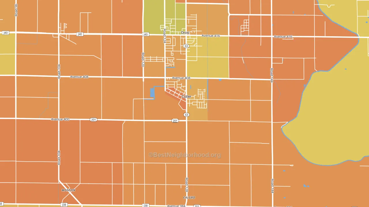 Cutler, CA block-group voter-turnout map