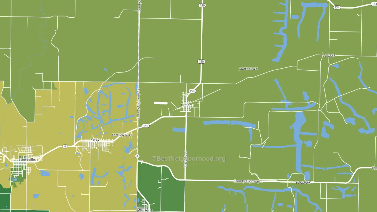 Cutler, IL block-group voter-turnout map