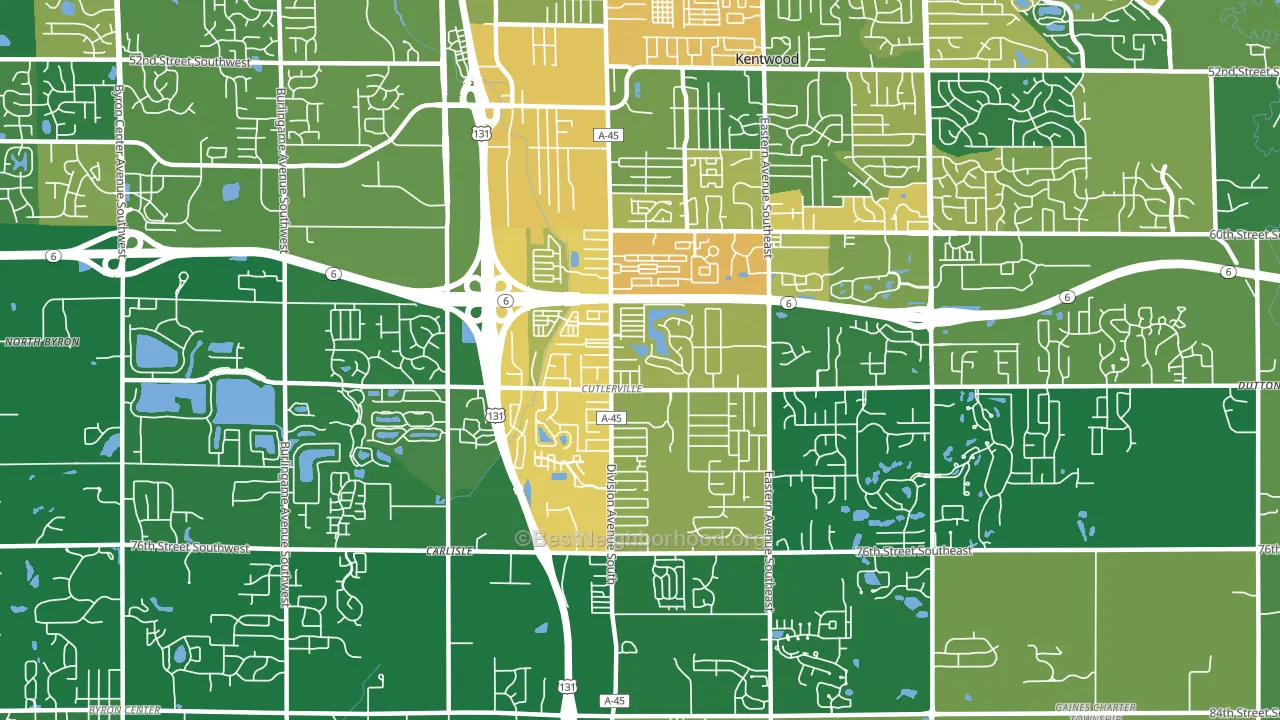 Cutlerville, MI block-group voter-turnout map