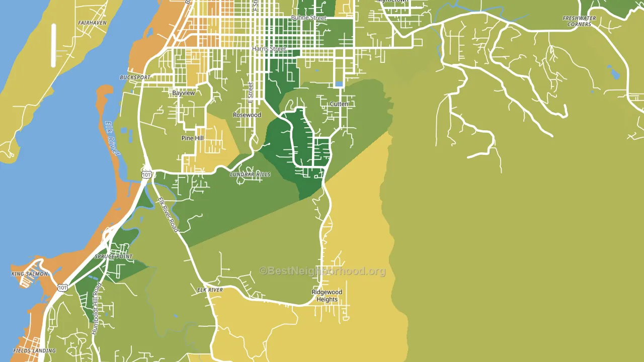Cutten, Eureka, CA block-group voter-turnout map