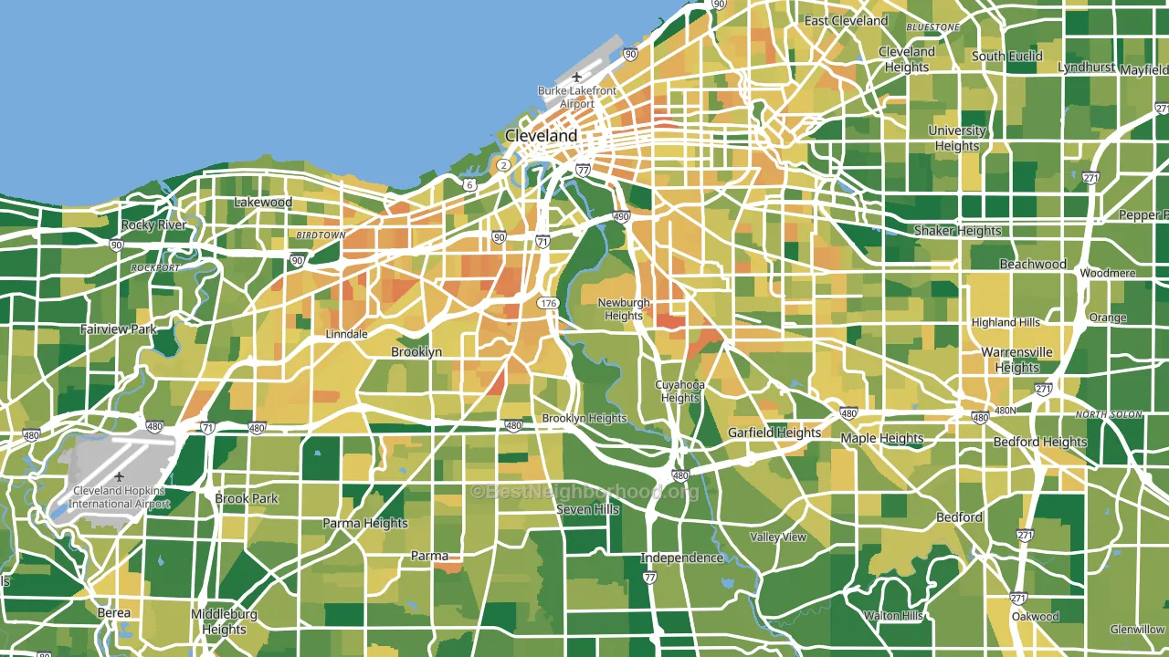Cuyahoga County, OH block-group voter-turnout map
