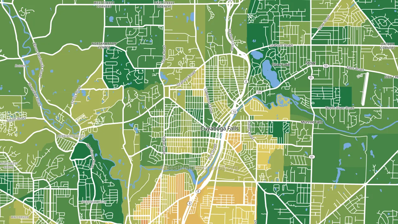 Cuyahoga Falls, OH block-group voter-turnout map