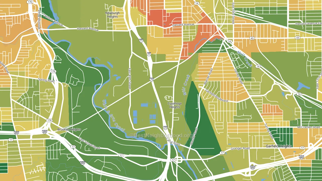 Cuyahoga Heights, OH block-group voter-turnout map