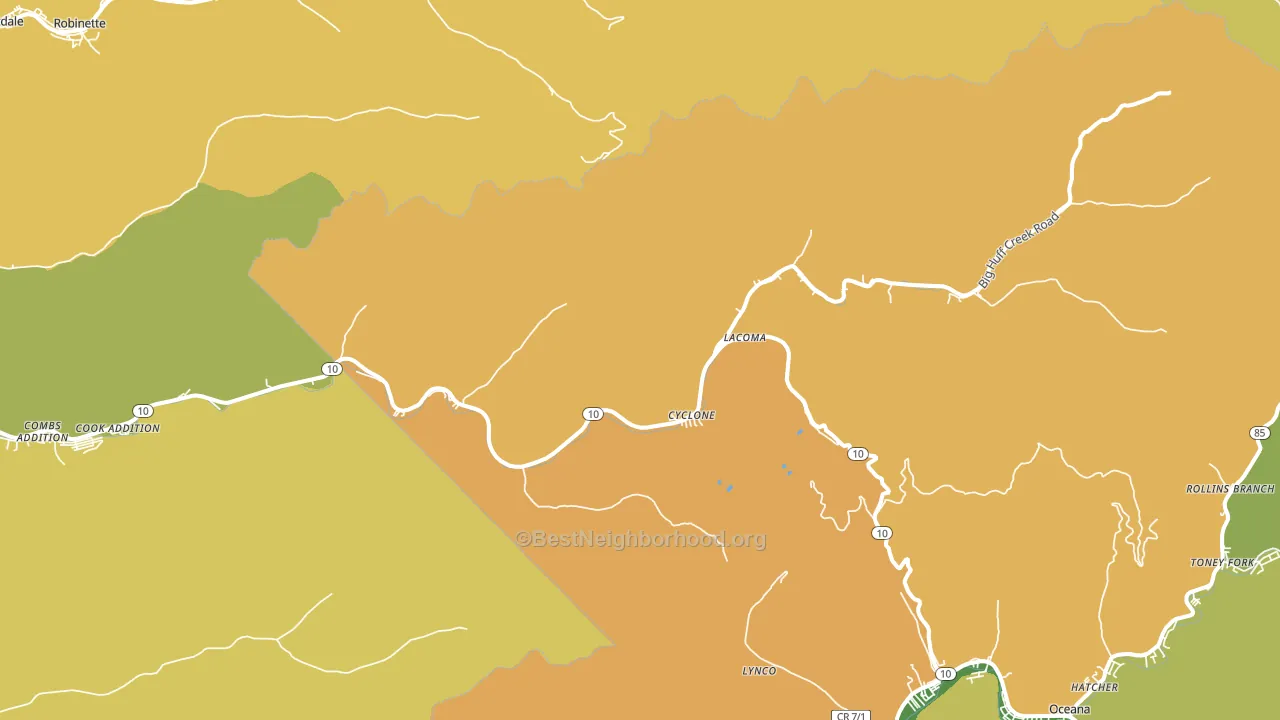 Cyclone, WV block-group voter-turnout map