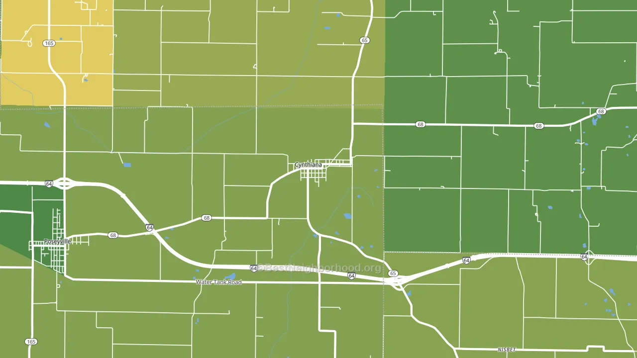 Cynthiana, IN block-group voter-turnout map