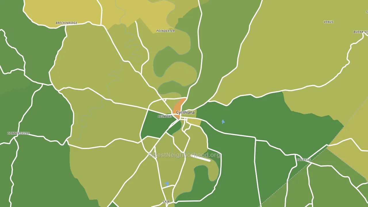 Cynthiana, KY block-group voter-turnout map