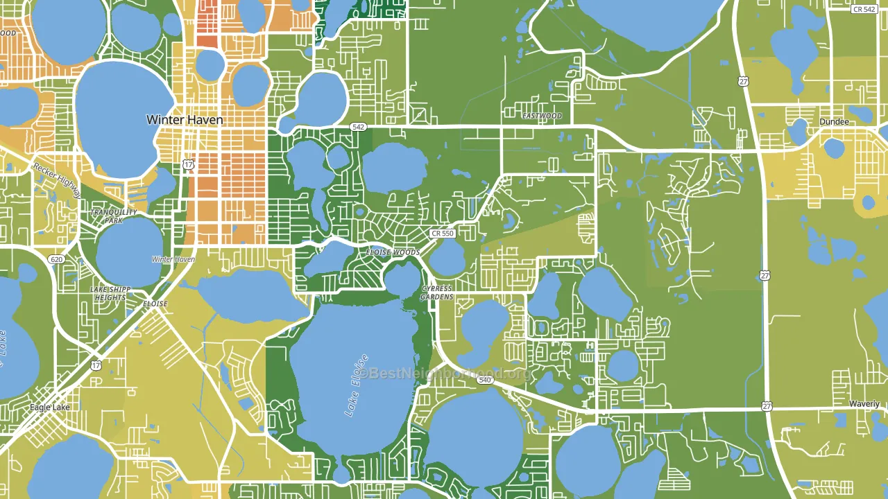 Cypress Gardens, FL block-group voter-turnout map