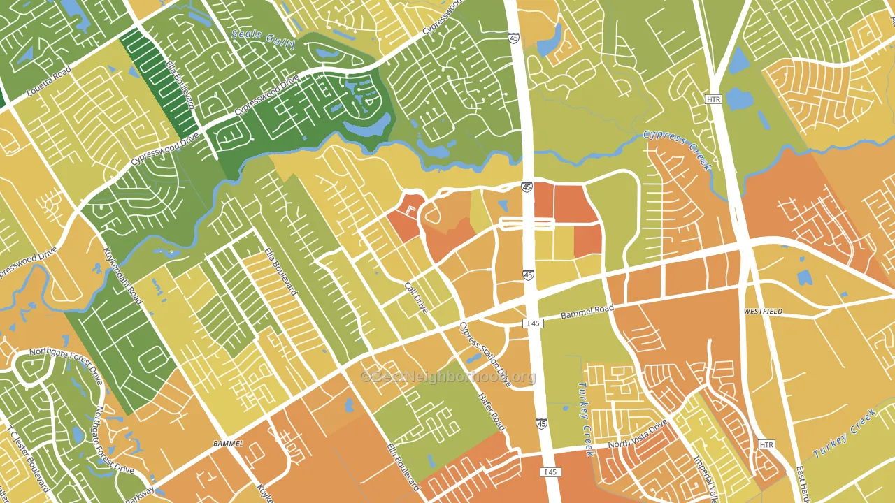 Cypress Station, Houston, TX block-group voter-turnout map