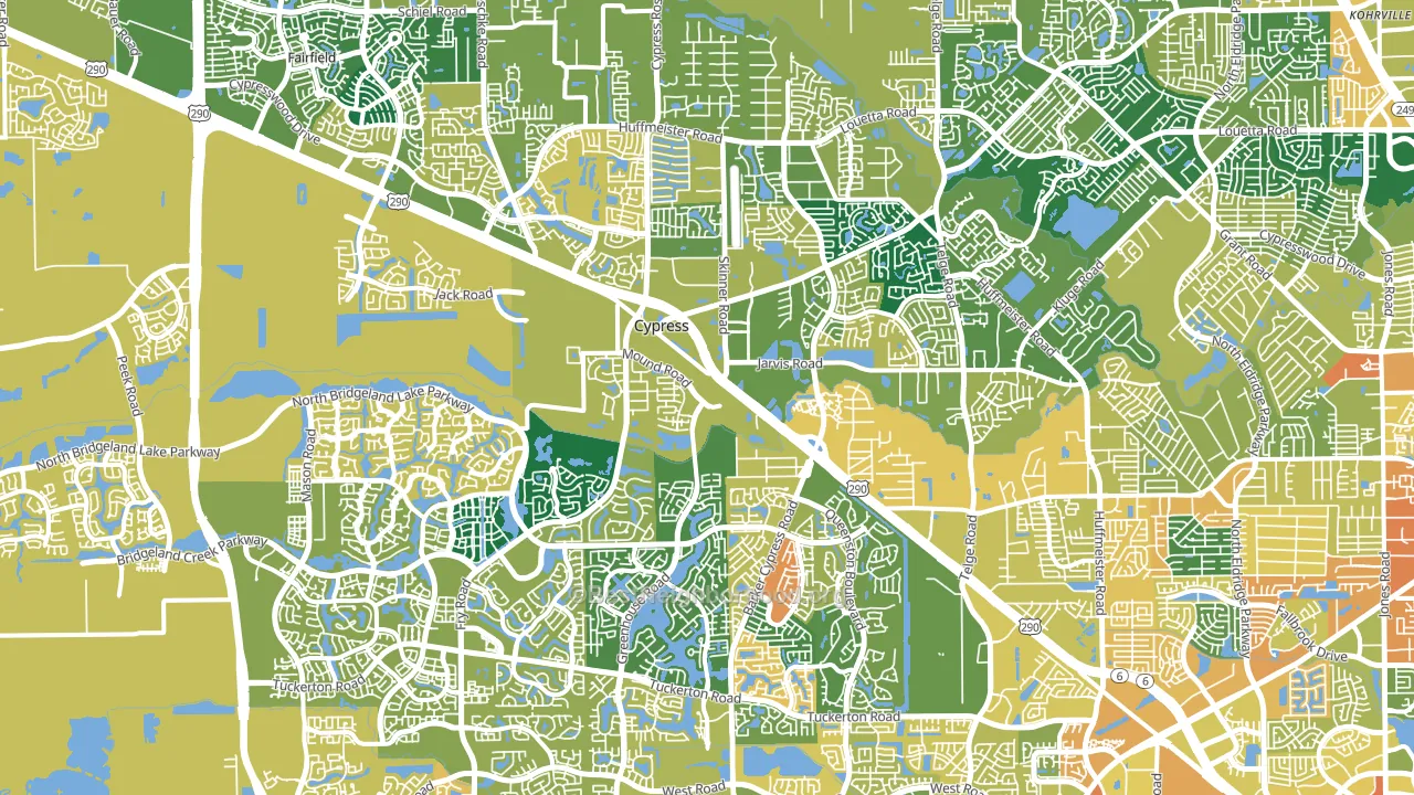 Cypress, TX block-group voter-turnout map