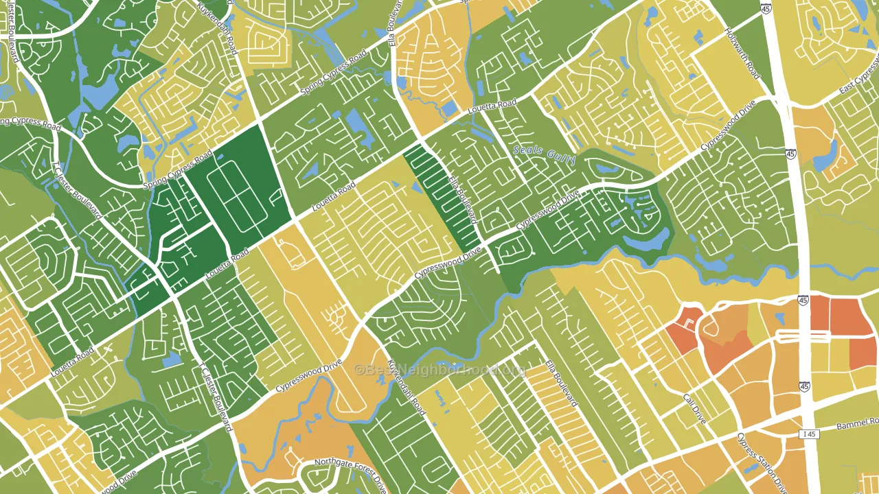 Cypresswood, Spring, TX block-group voter-turnout map