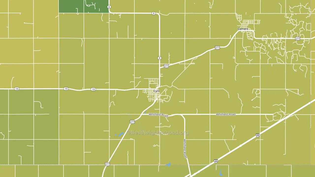 Cyril, OK block-group voter-turnout map