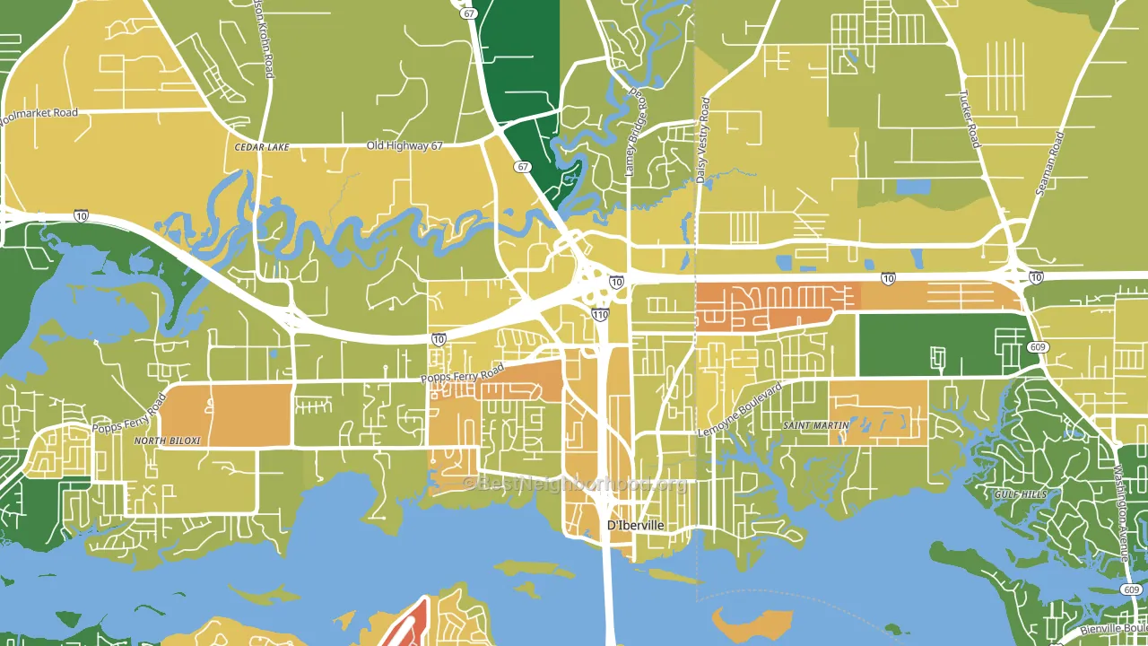D'Iberville, MS block-group voter-turnout map