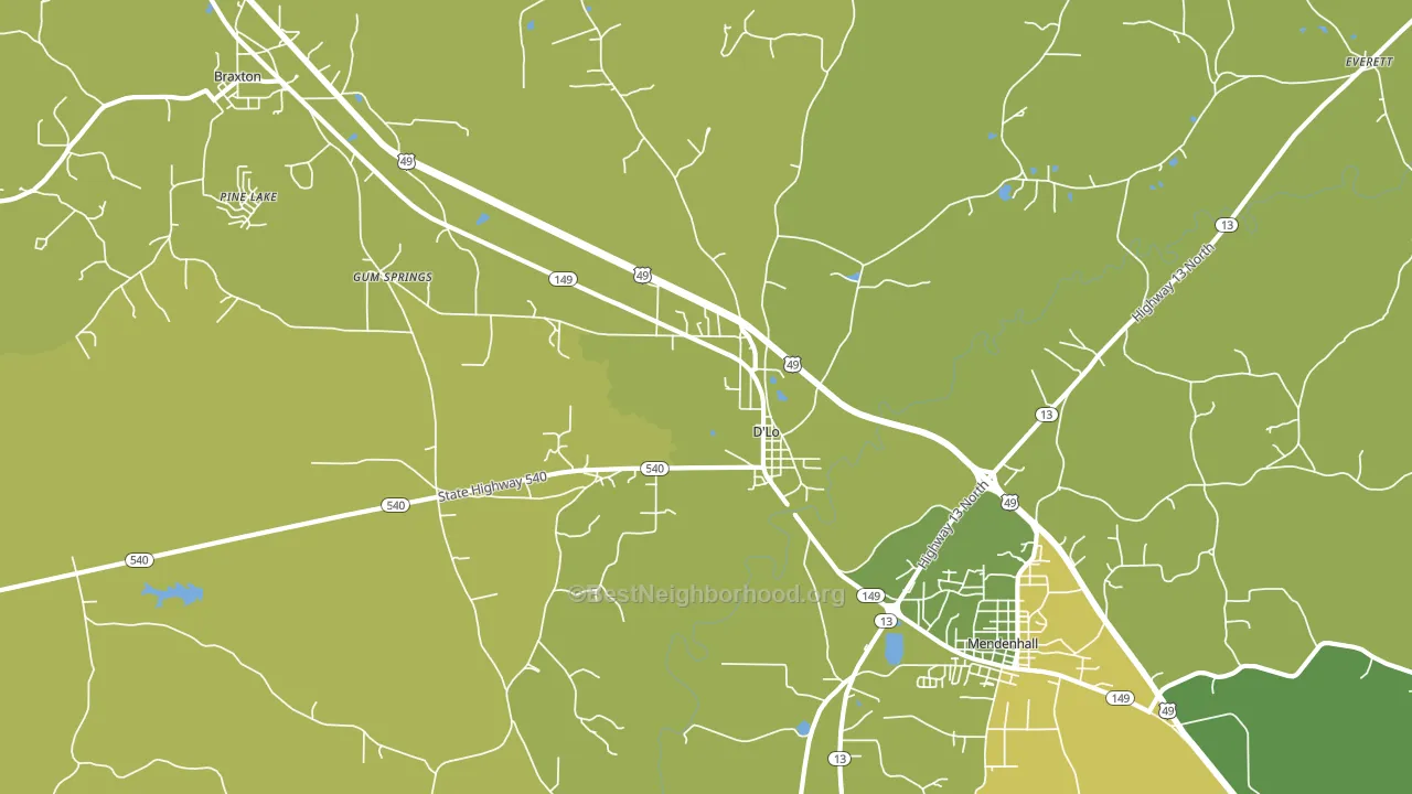 D'Lo, MS block-group voter-turnout map