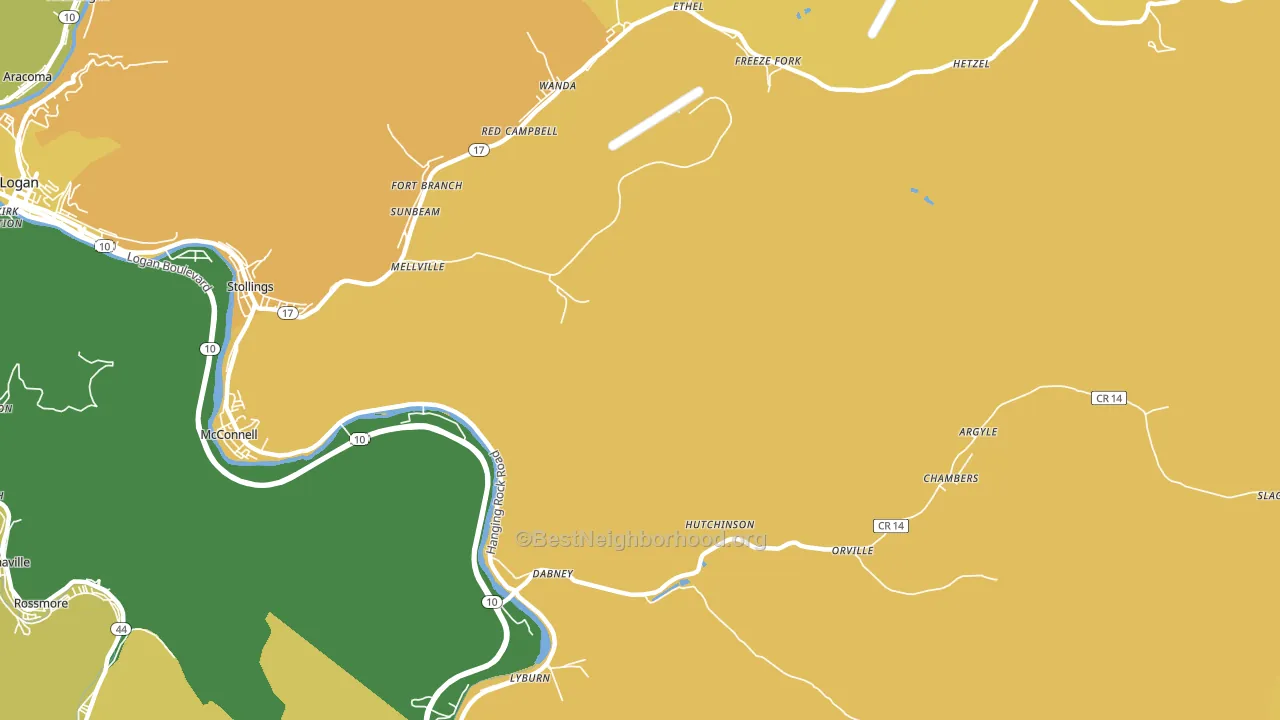 Dabney, WV block-group voter-turnout map