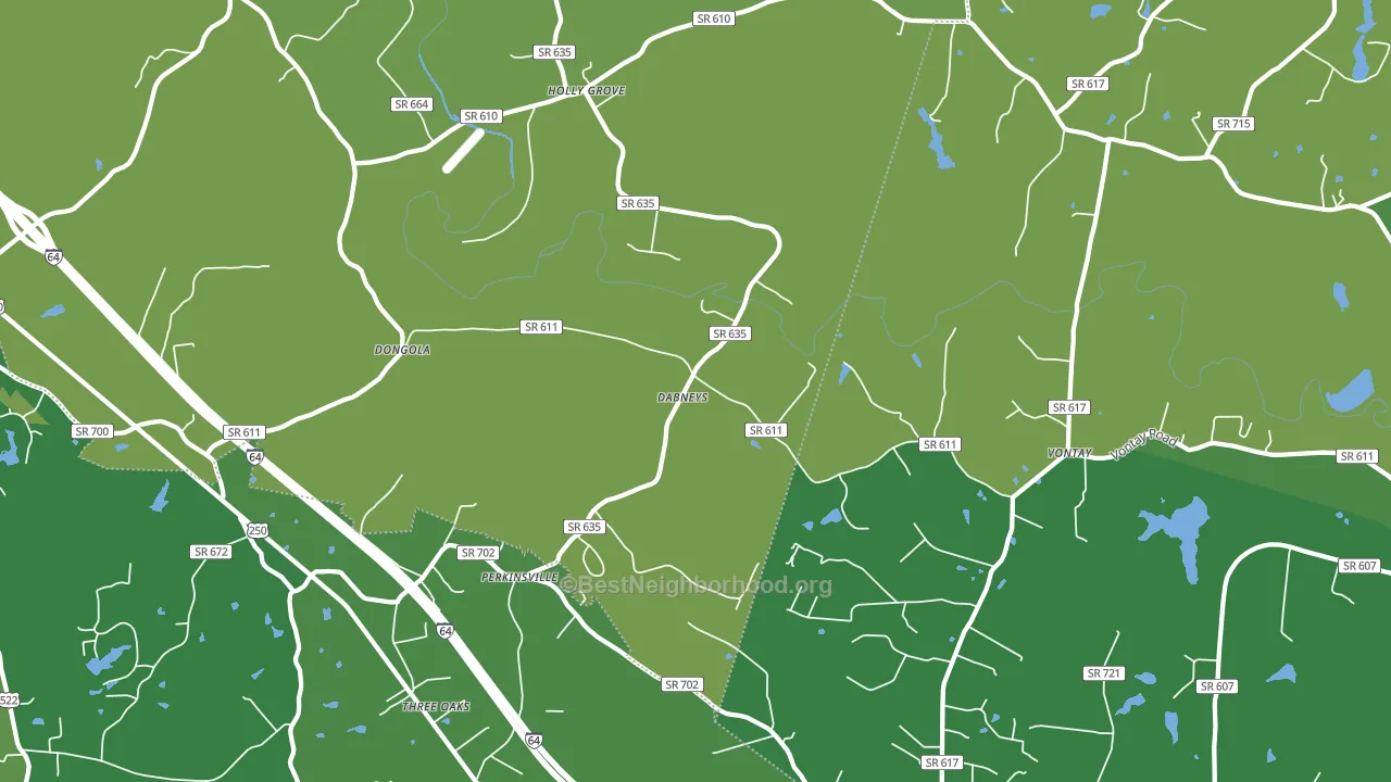 Dabneys, VA block-group voter-turnout map