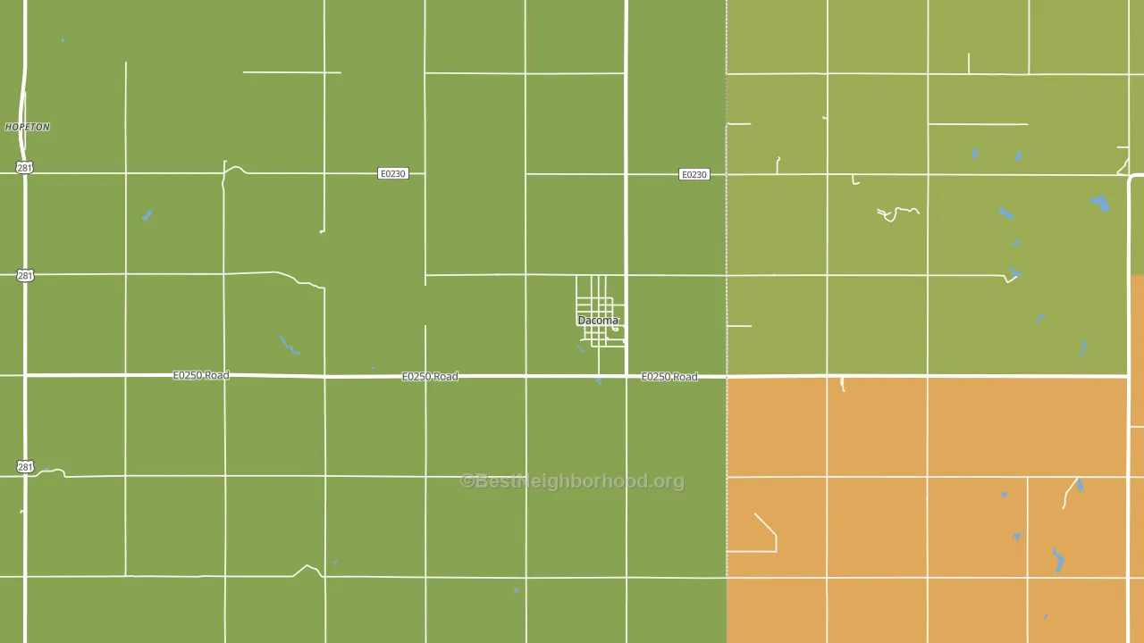 Dacoma, OK block-group voter-turnout map