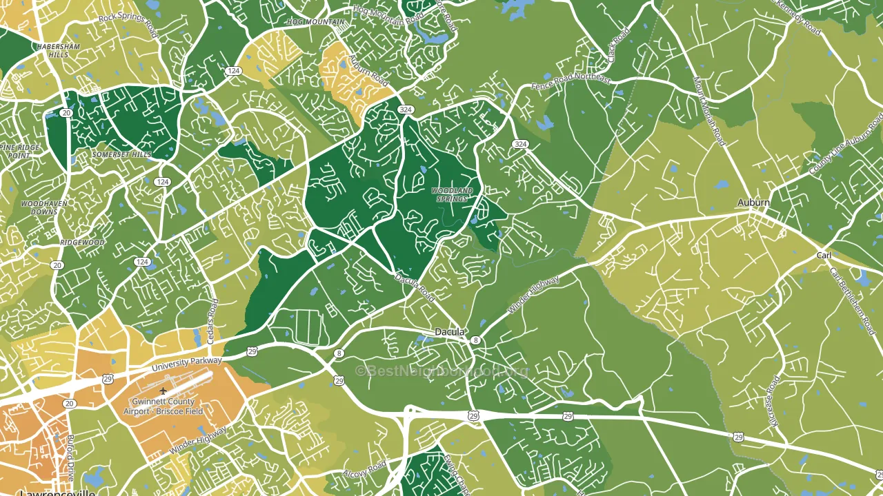 Dacula, GA block-group voter-turnout map