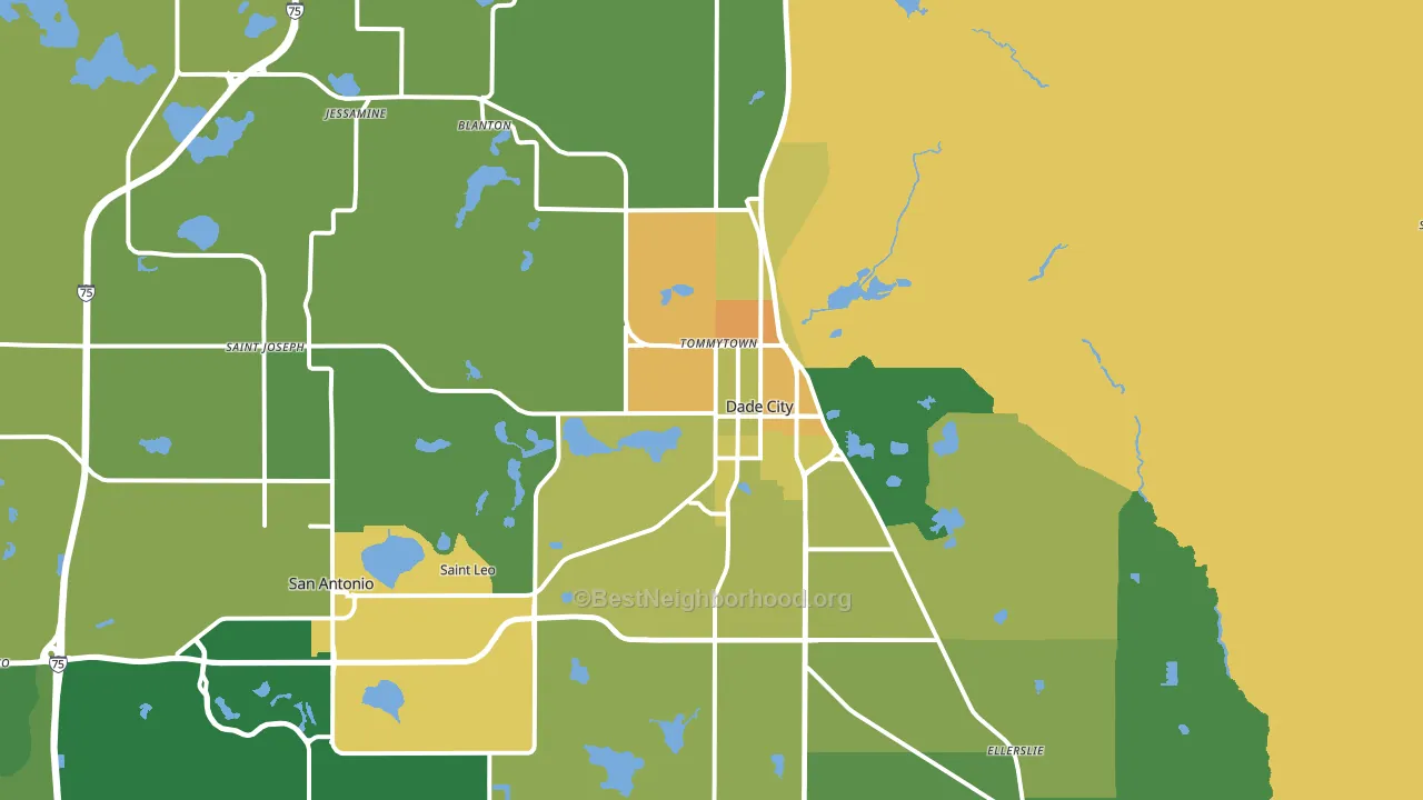 Dade City, FL block-group voter-turnout map