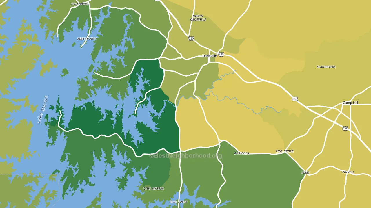 Dadeville, AL block-group voter-turnout map