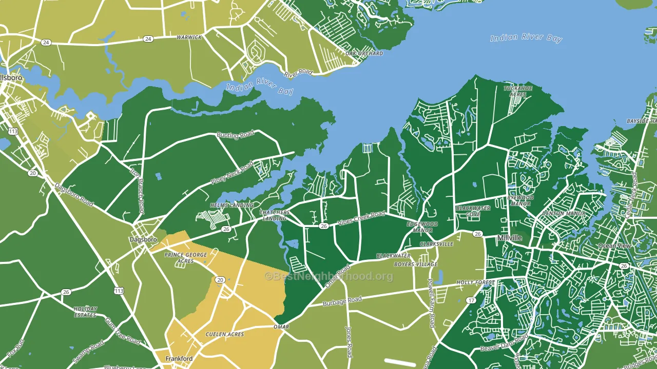 Dagsboro, DE block-group voter-turnout map