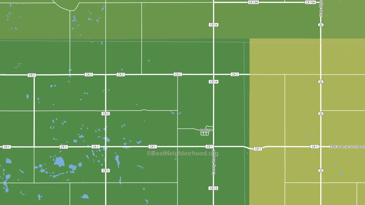 Dahlen, ND block-group voter-turnout map