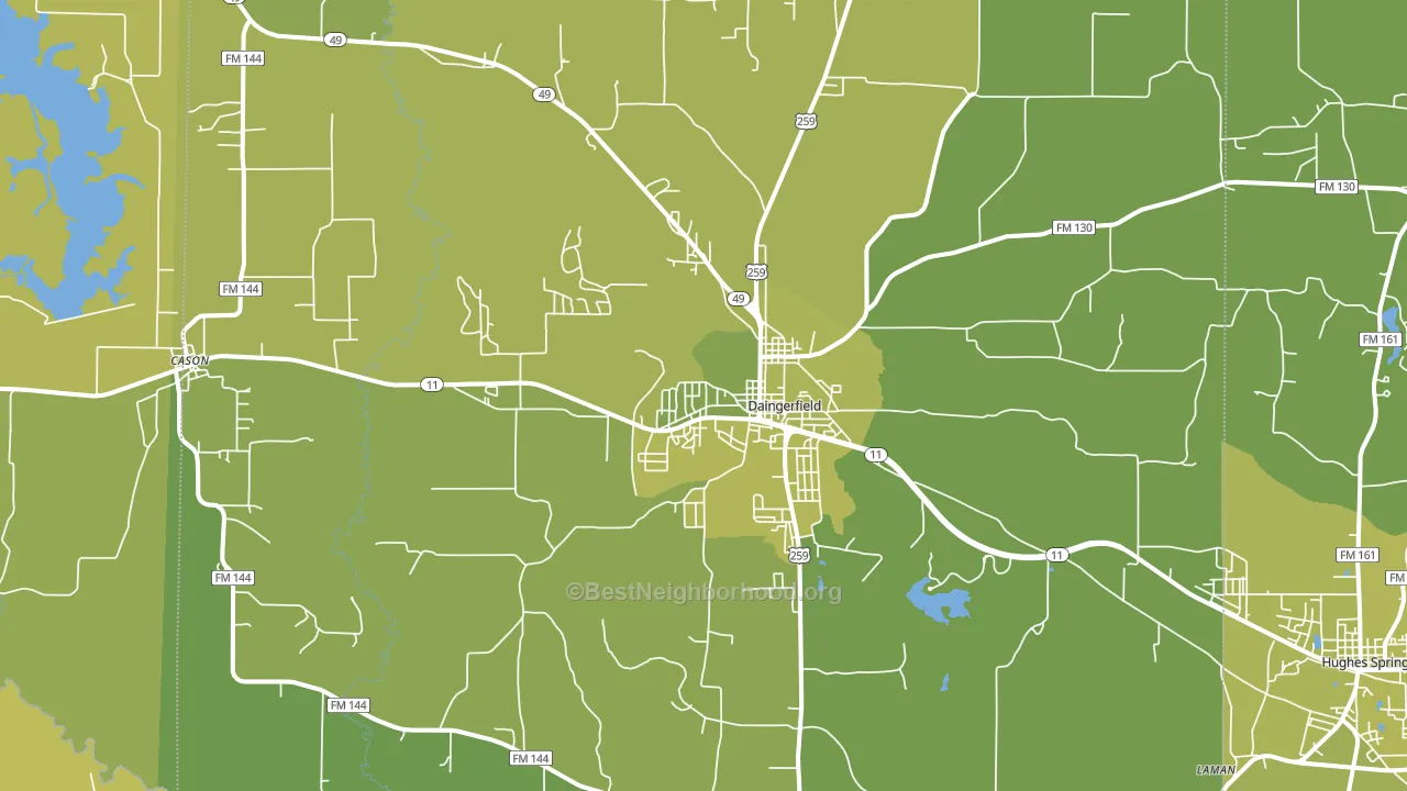 Daingerfield, TX block-group voter-turnout map