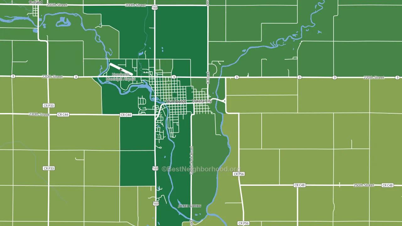 Dakota City, IA block-group voter-turnout map
