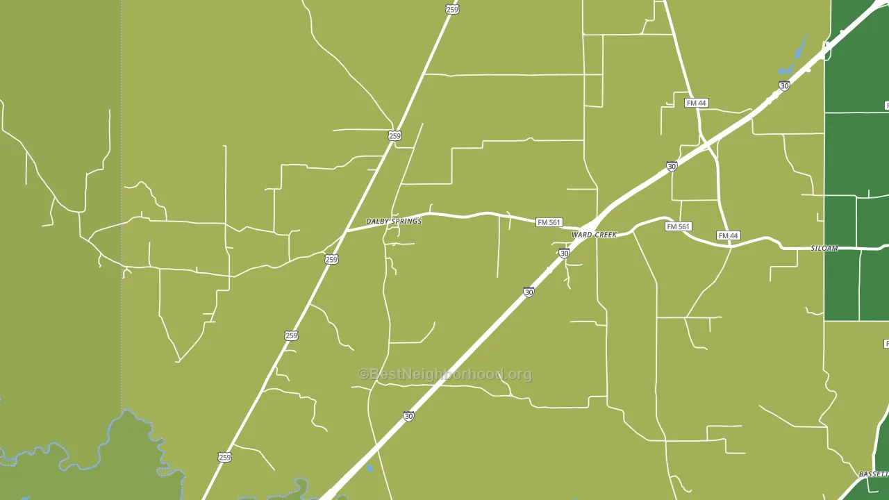 Dalby Springs, TX block-group voter-turnout map