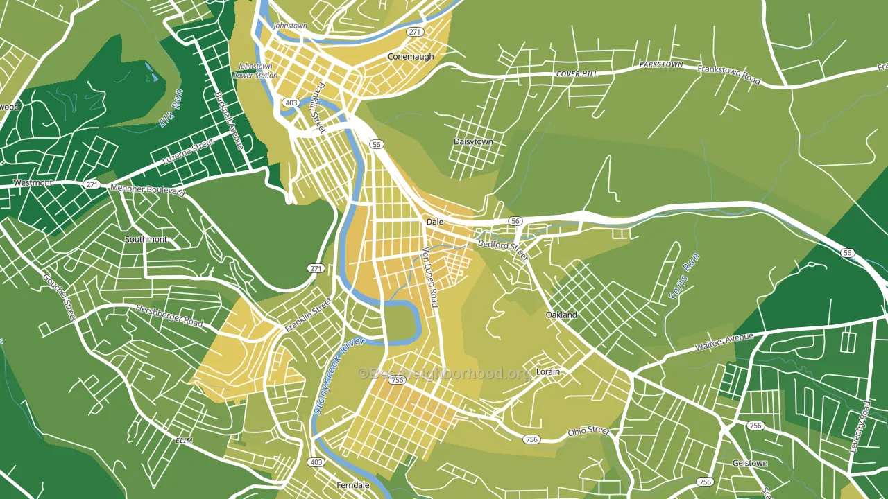 Dale, PA block-group voter-turnout map