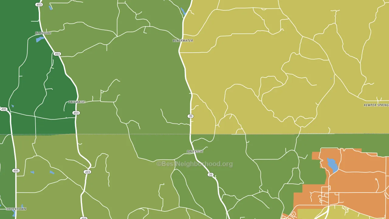 Daleville, MS block-group voter-turnout map
