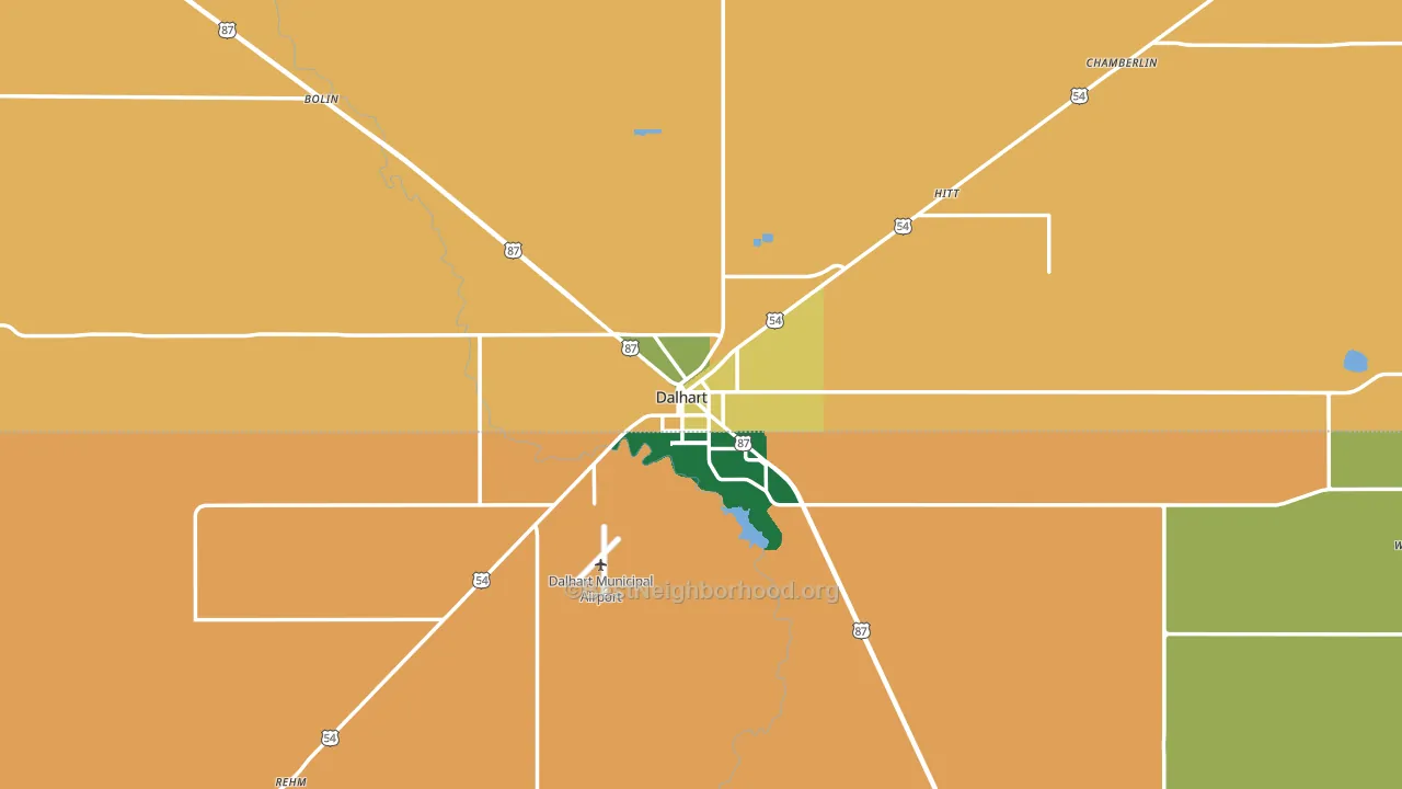 Dalhart, TX block-group voter-turnout map