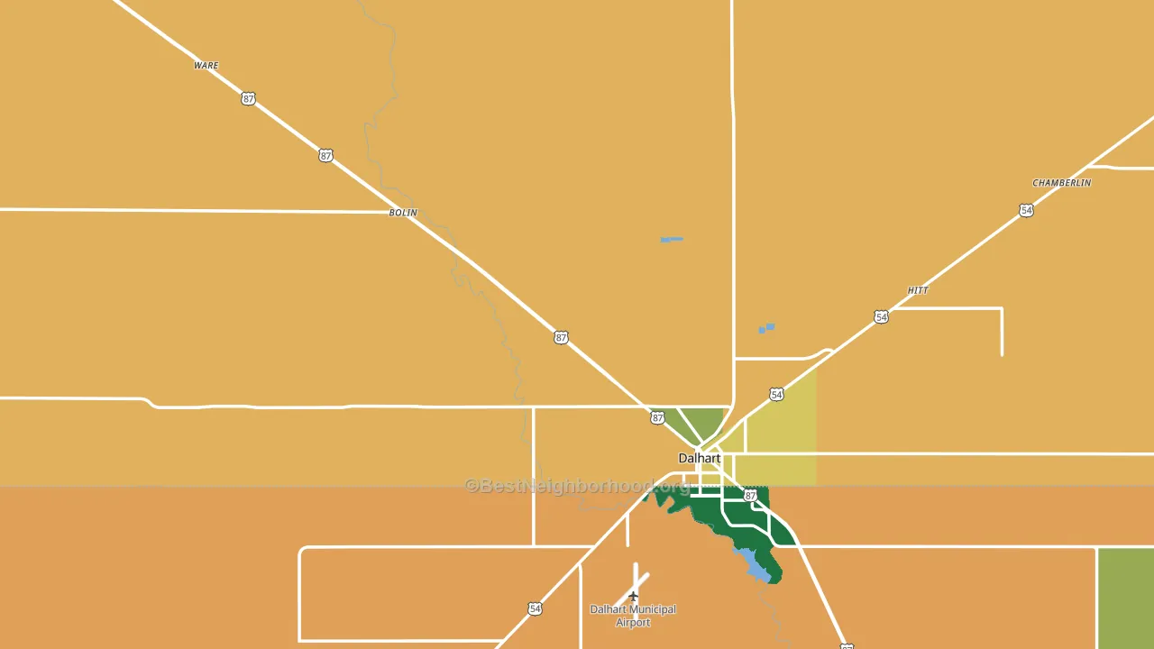 Dallam County, TX block-group voter-turnout map