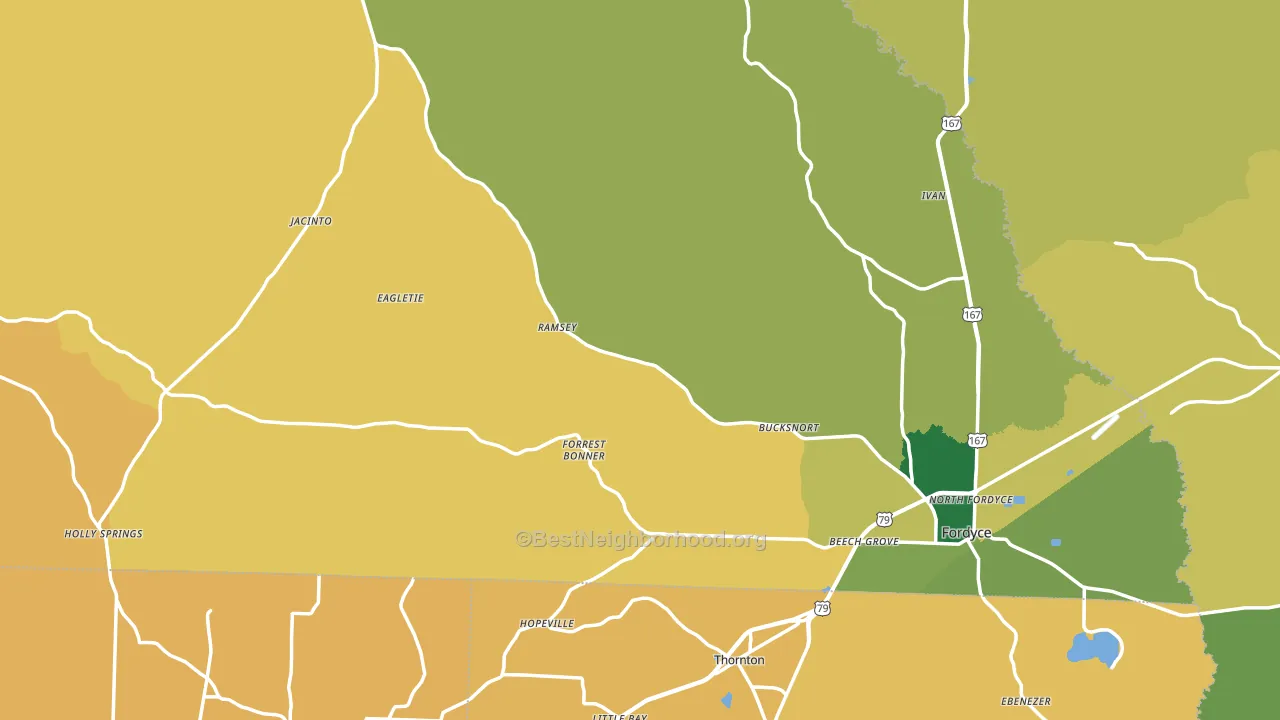 Dallas County, AR block-group voter-turnout map